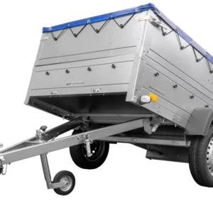 Kfz Anhänger 750 kg Garden Trailer 201 KIPP mit zusätzlichen Bordwänden, Stützrad und blauer Flachplane-Neu