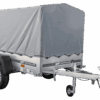 Tieflader Pkw Anhänger Garden Trailer 200 KIPP 200×106 cm 750 kg [mit Hochspriegel, Hochplane und Stützrad]-Neu